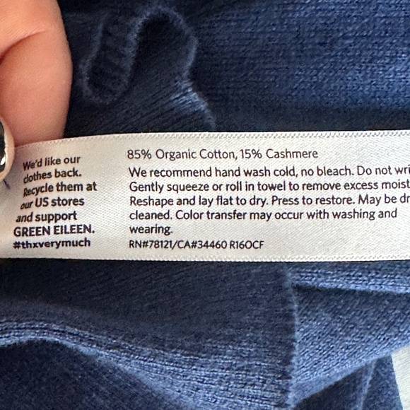 Eileen Fisher Organic Cotton Cashmere Lightweight Sweater Blue Round Crew Neck S - Picture 5 of 6